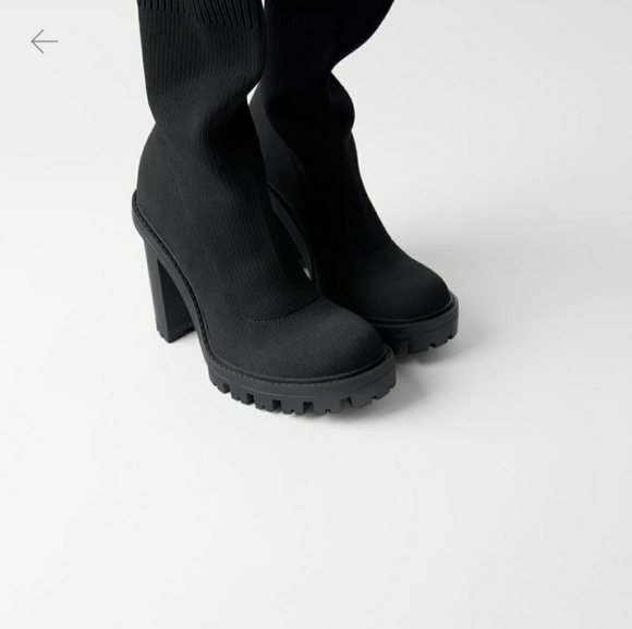 Zara Shoes Zara Sock Style Heeled Ankle Boots Poshmark